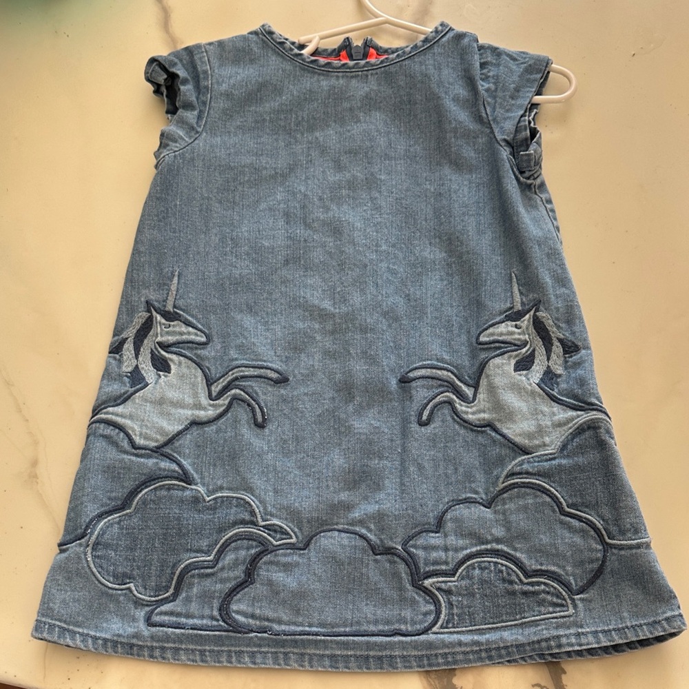 Mini Boden denim Unicorn Kids Dress